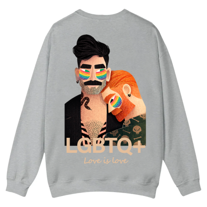 Lgbtq+ Love Is Love Casual Crewneck Sweatshirt wearishow