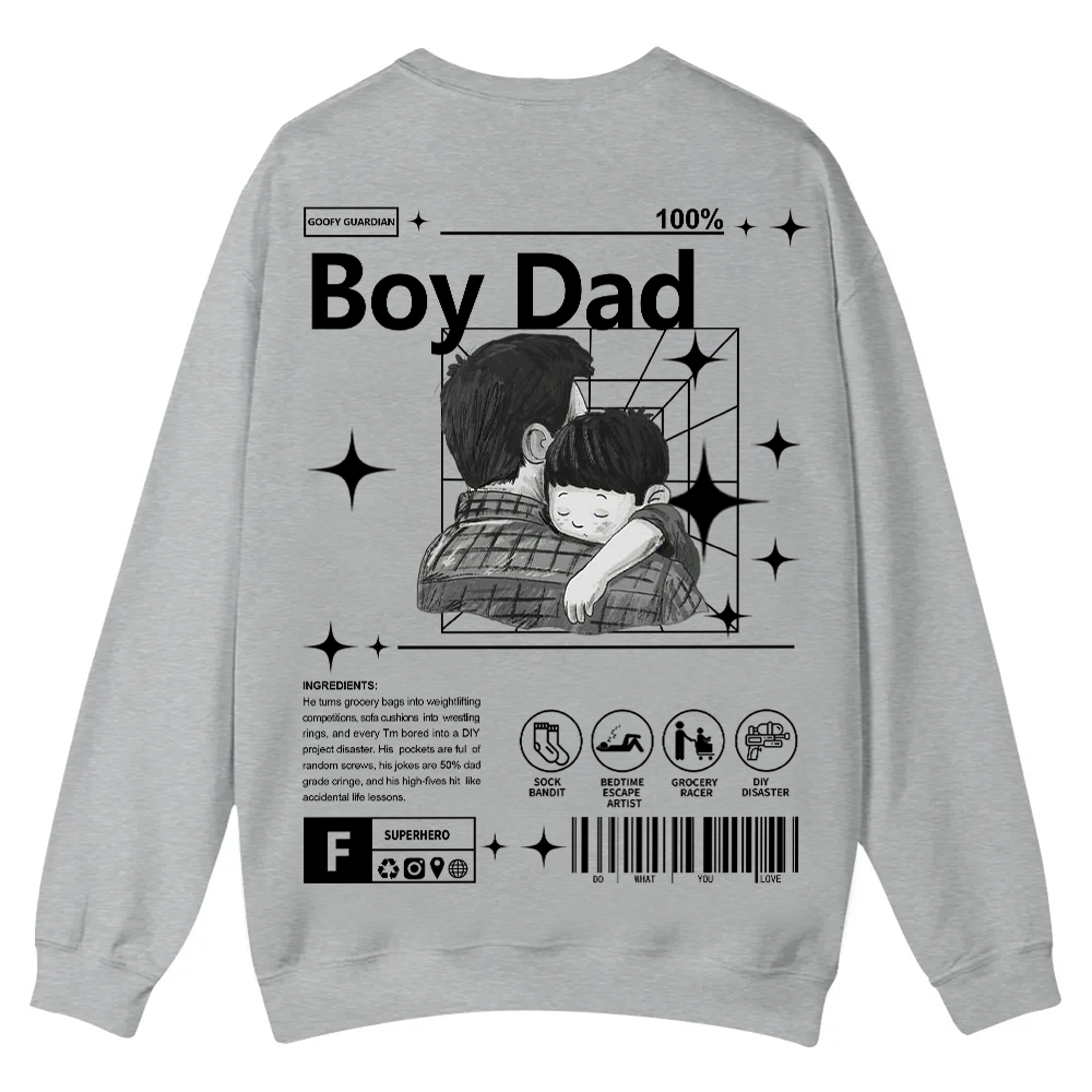 Boy Dad Casual Crewneck Sweatshirt wearishow