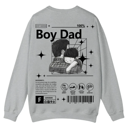 Boy Dad Casual Crewneck Sweatshirt wearishow