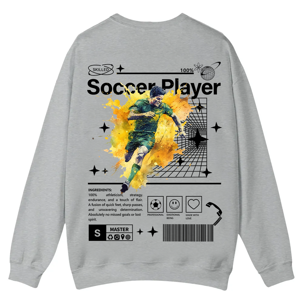 Soccer Player Casual Crewneck Sweatshirt wearishow