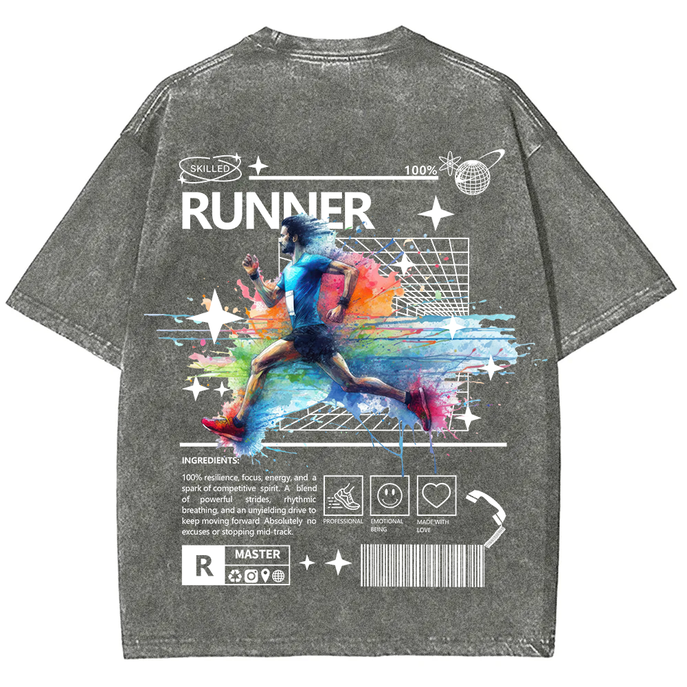 Runner Unisex Fit Washed T-Shirt