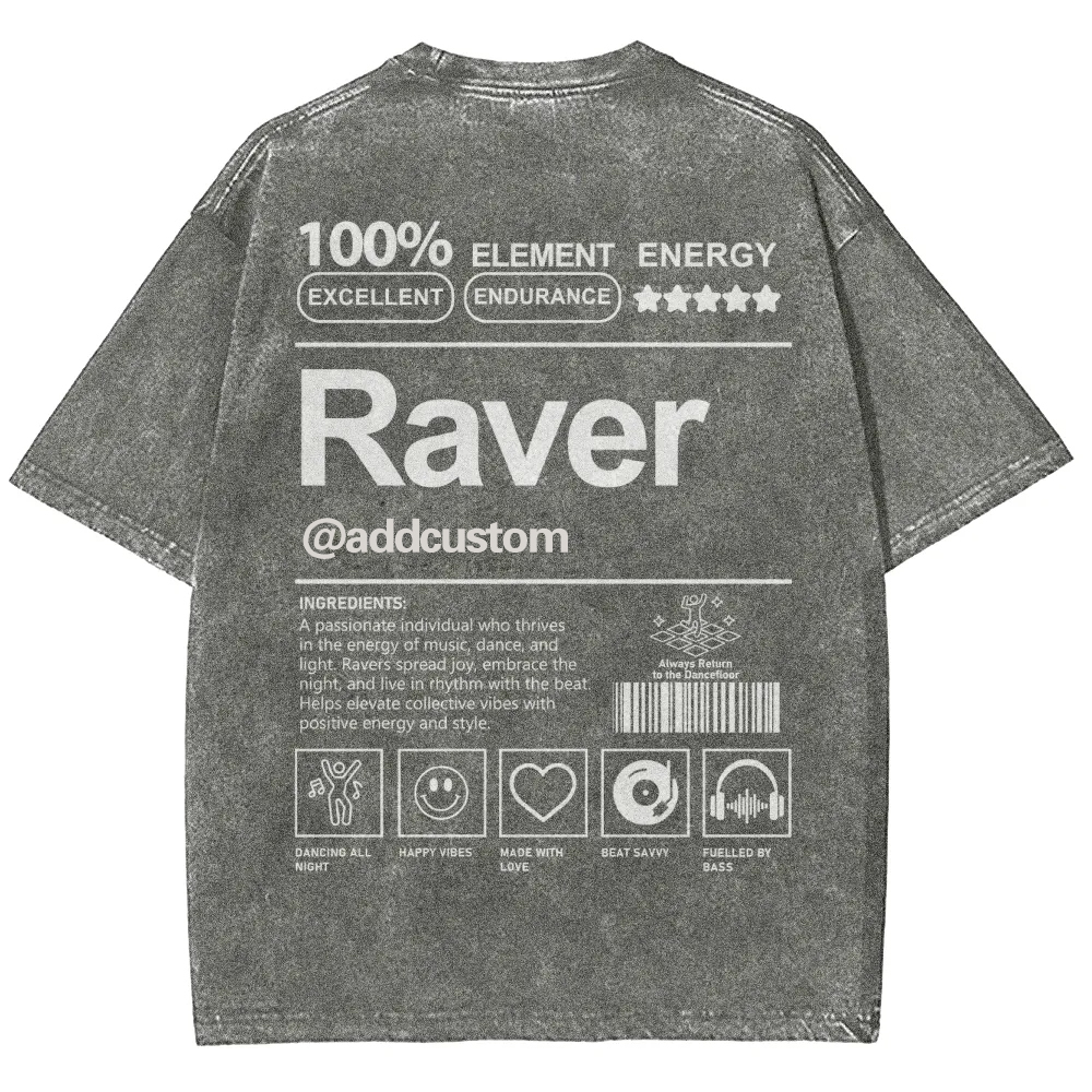 Addcustom Raver Unisex Fit Washed T-Shirt wearishow