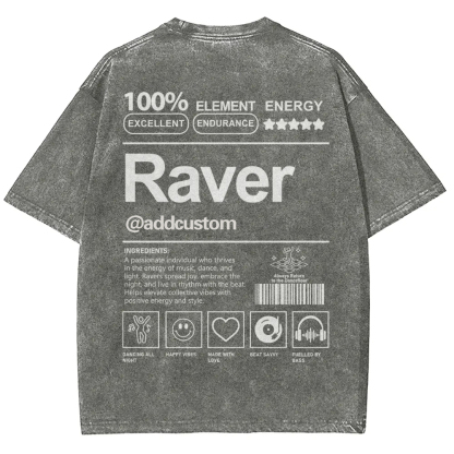 Addcustom Raver Unisex Fit Washed T-Shirt wearishow