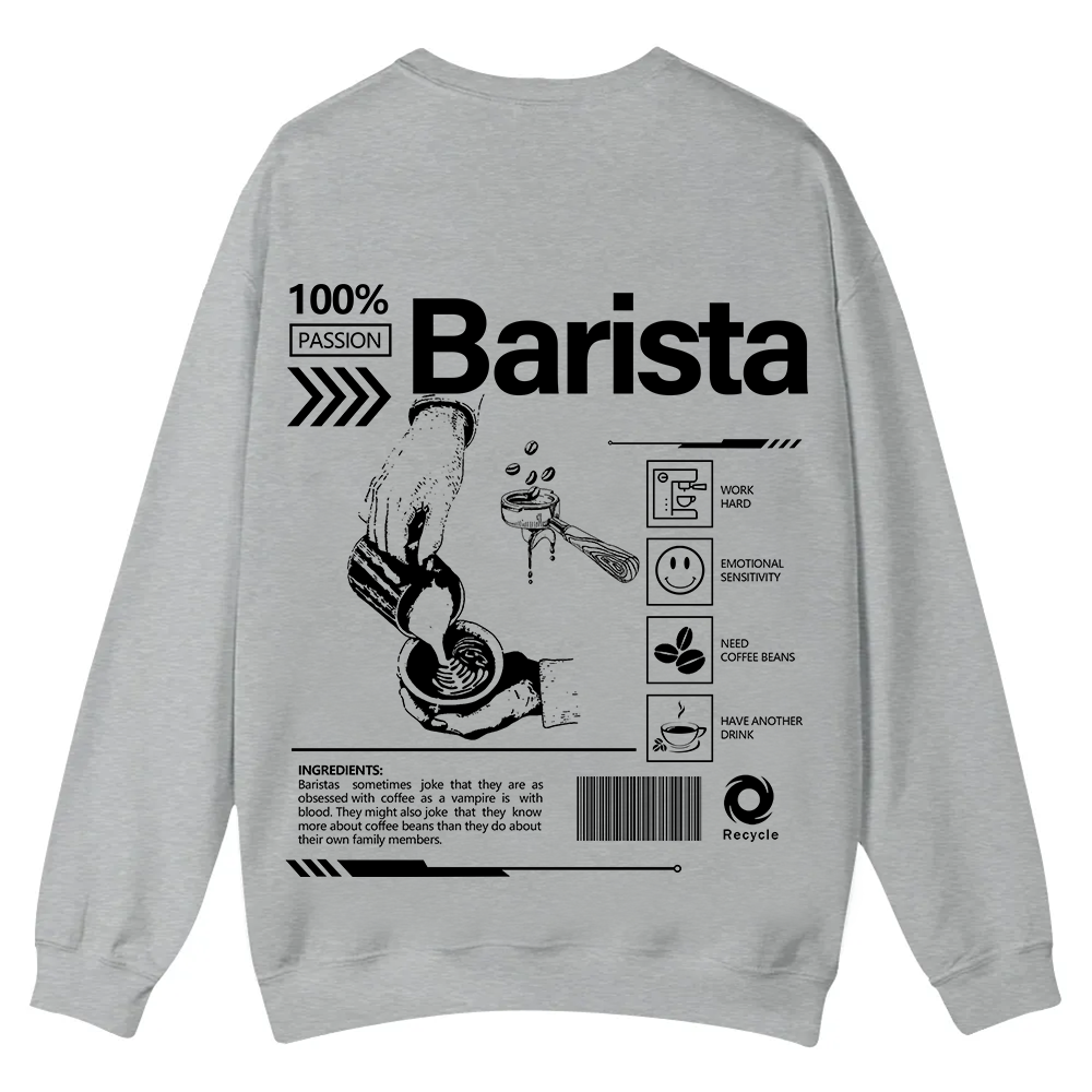 Barista Casual Crewneck Sweatshirt wearishow