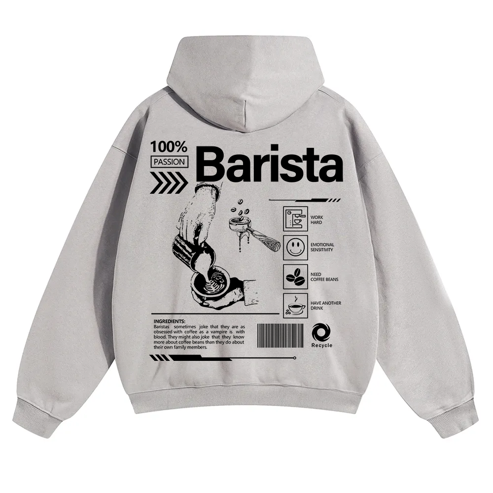 Barista Unisex Solid Color Hoodie wearishow