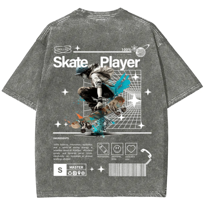 Skate Player  Unisex Fit Washed T-Shirt