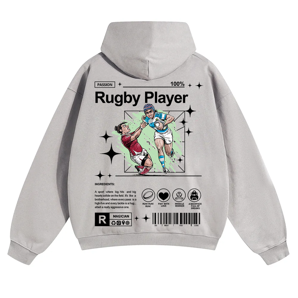 Rugby Player Unisex Solid Color Hoodie wearishow