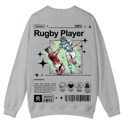 Rugby Player Casual Crewneck Sweatshirt wearishow