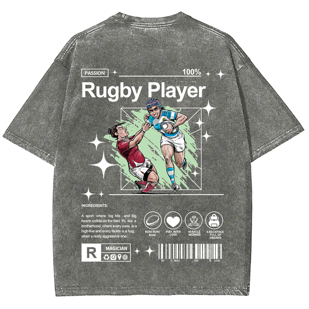 Rugby Player Unisex Fit Washed T-Shirt