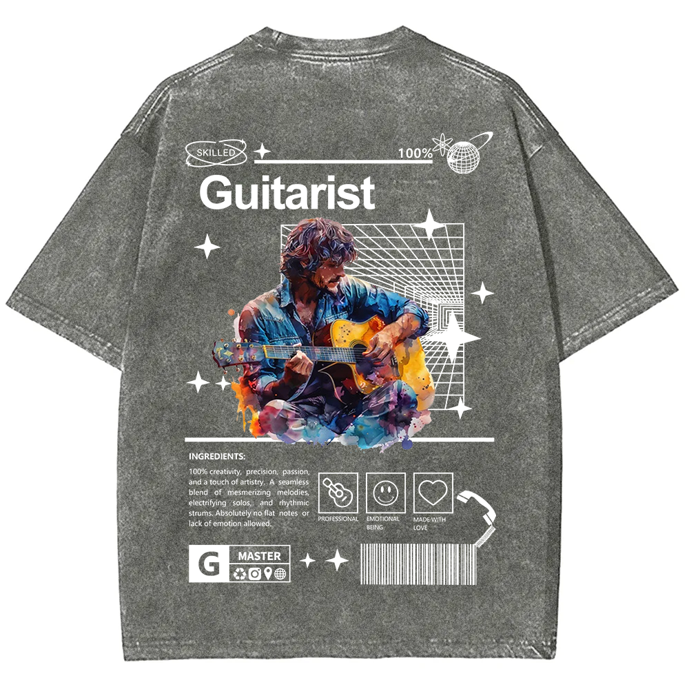 Guitarist Unisex Fit Washed T-Shirt