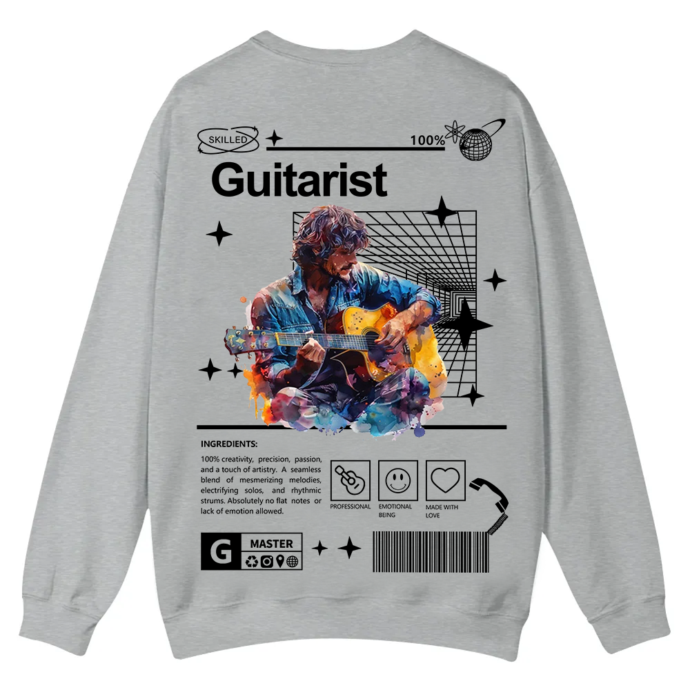 Guitarist Casual Crewneck Sweatshirt wearishow