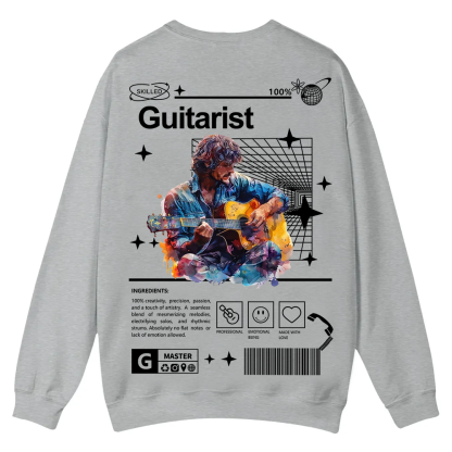 Guitarist Casual Crewneck Sweatshirt wearishow