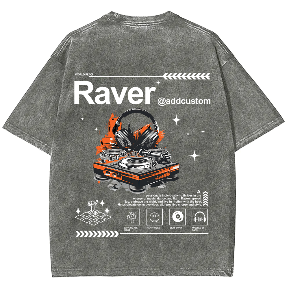 Addcustom Raver Unisex Fit Washed T-Shirt