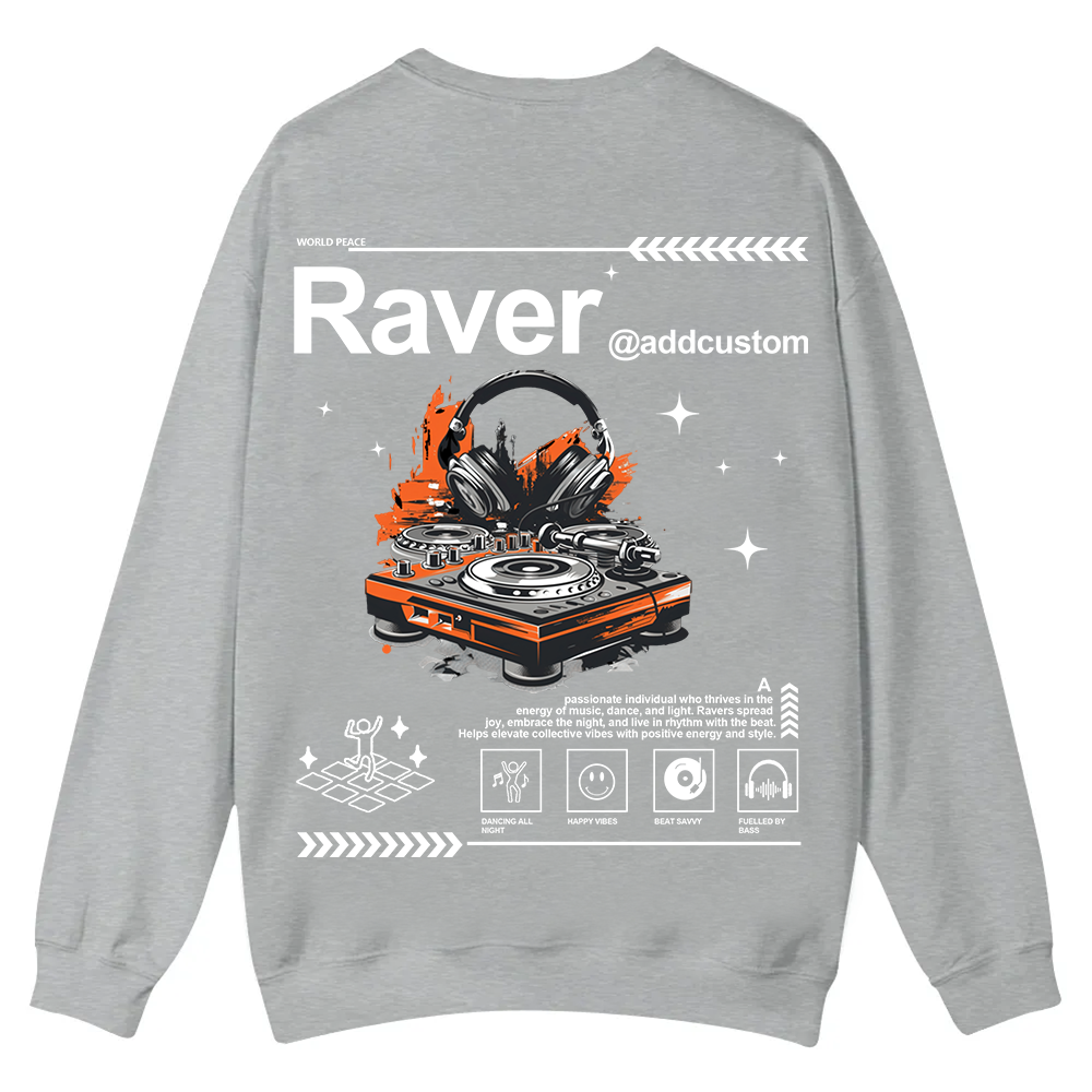 Addcustom Raver Casual Crewneck Sweatshirt wearishow