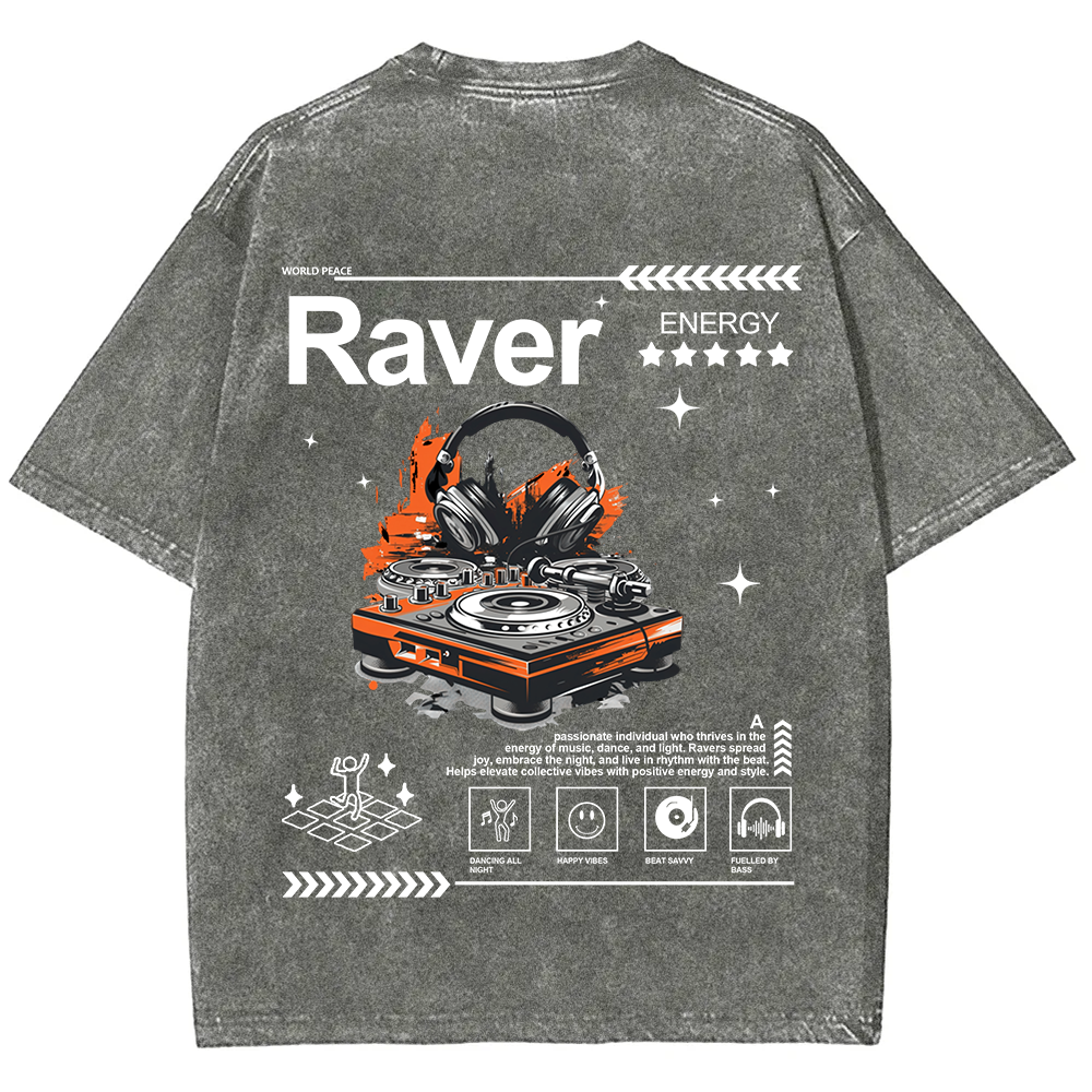 Raver Unisex Fit Washed T-Shirt