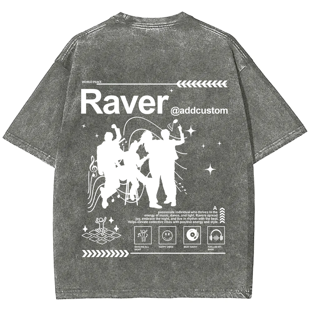 Addcustom Raver Unisex Fit Washed T-Shirt