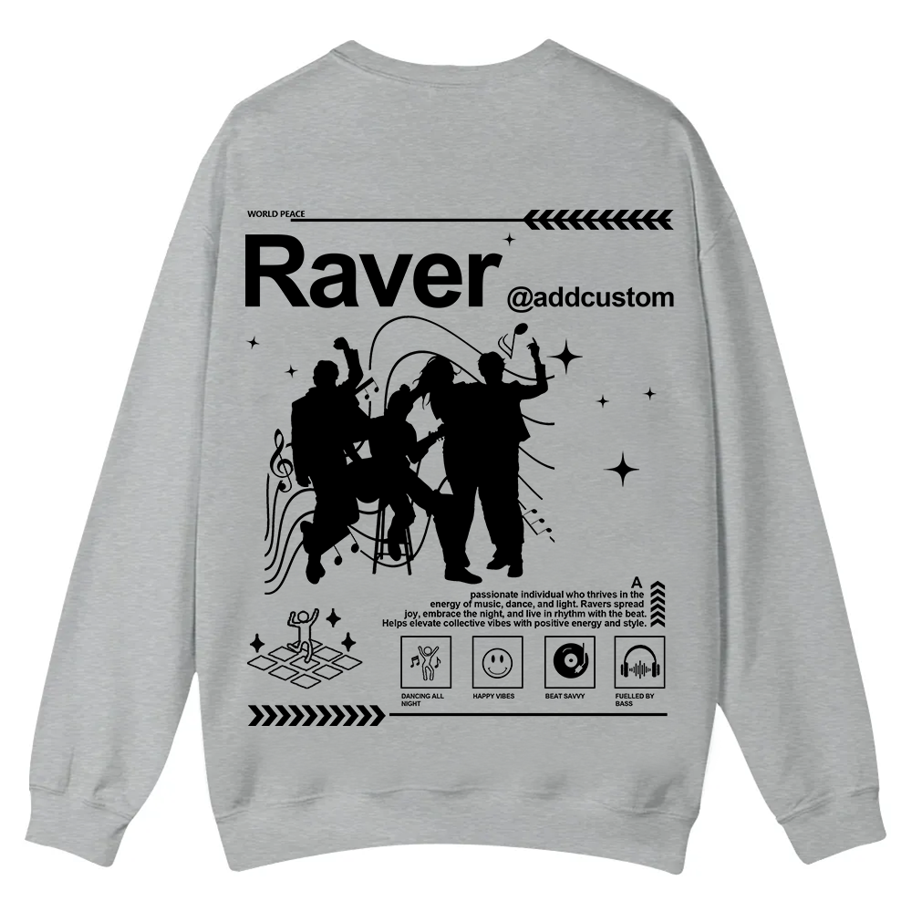 Addcustom Raver Casual Crewneck Sweatshirt wearishow