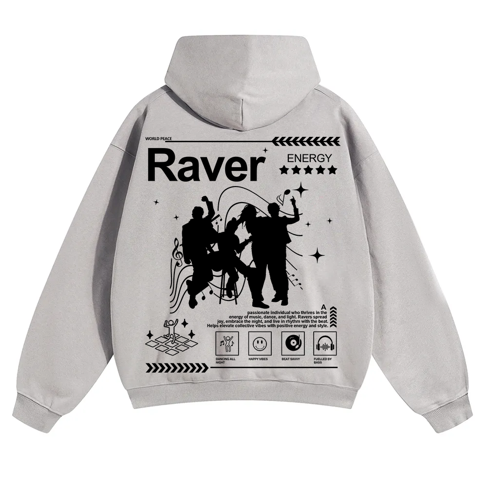 Raver Unisex Solid Color Hoodie wearishow