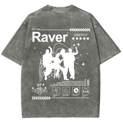 Raver Unisex Fit Washed T-Shirt