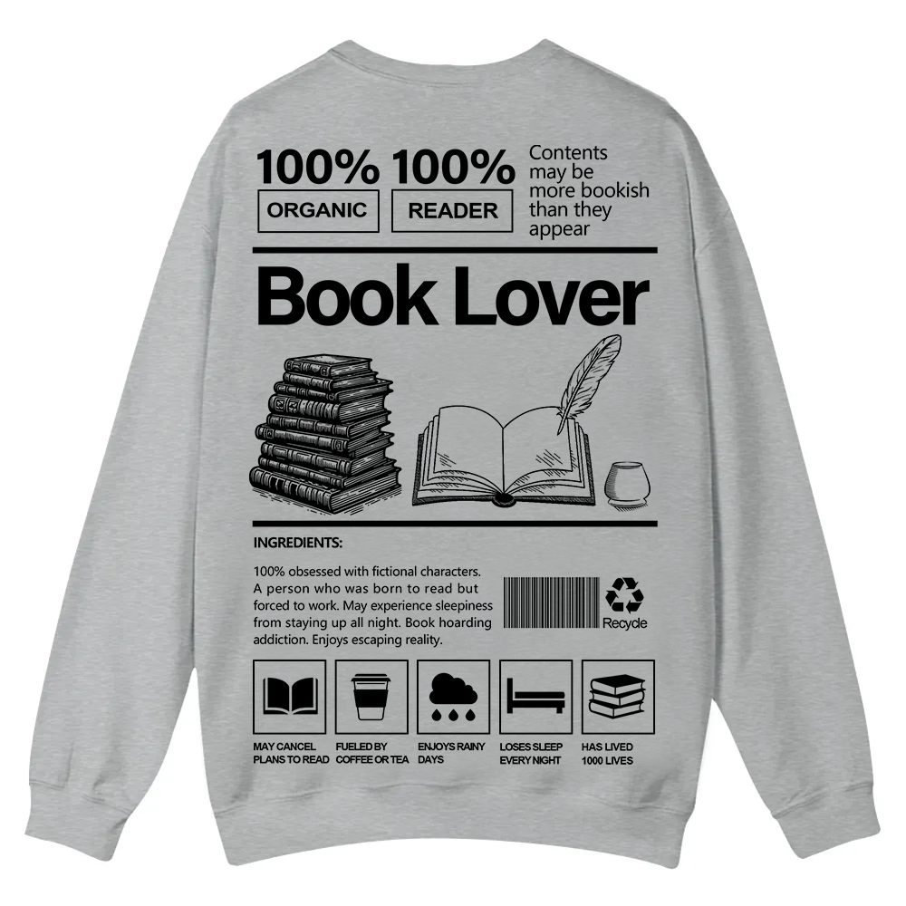Book Lover Casual Crewneck Sweatshirt wearishow