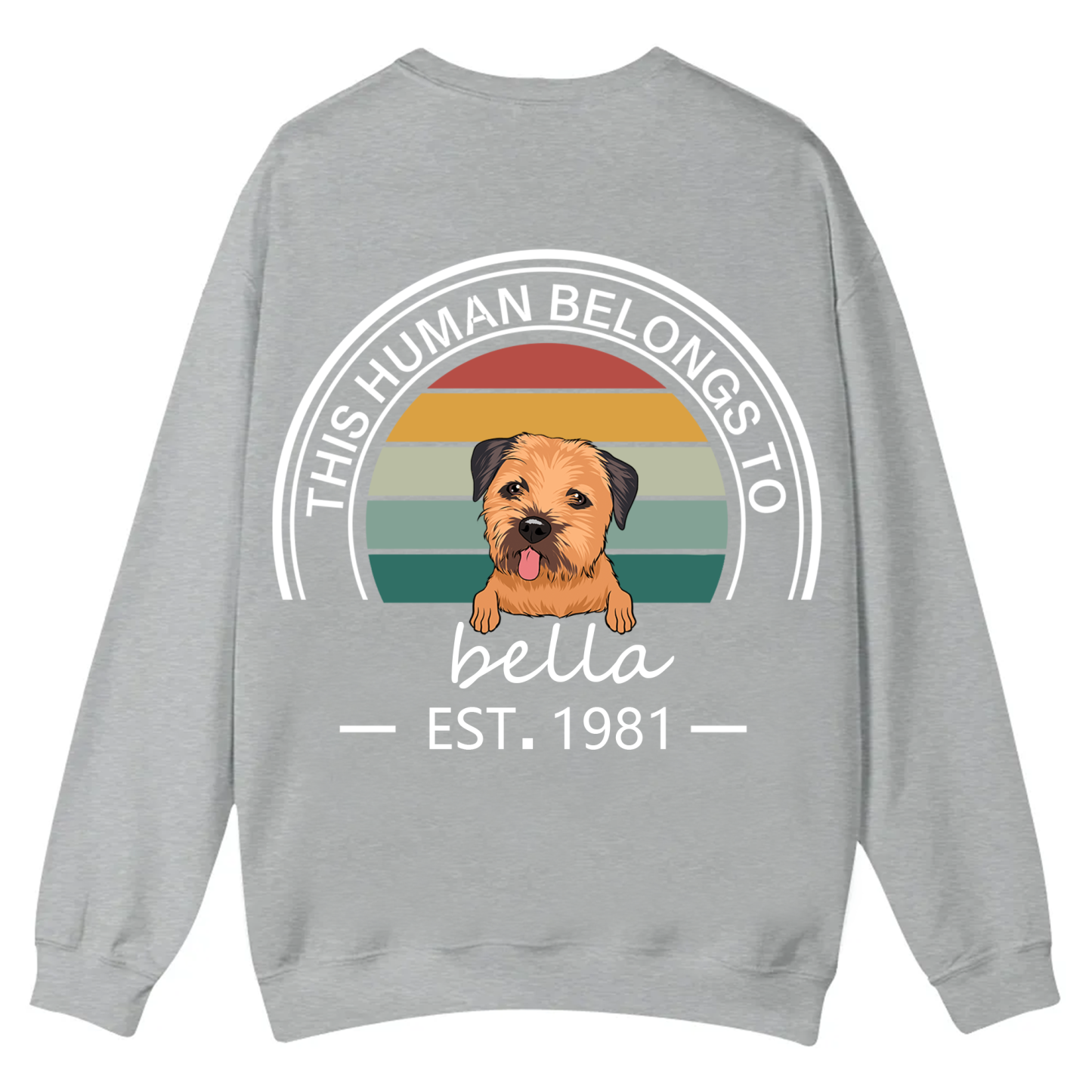 This Human Belongs To - Personalized Custom Unisex Casual Crewneck Sweatshirt