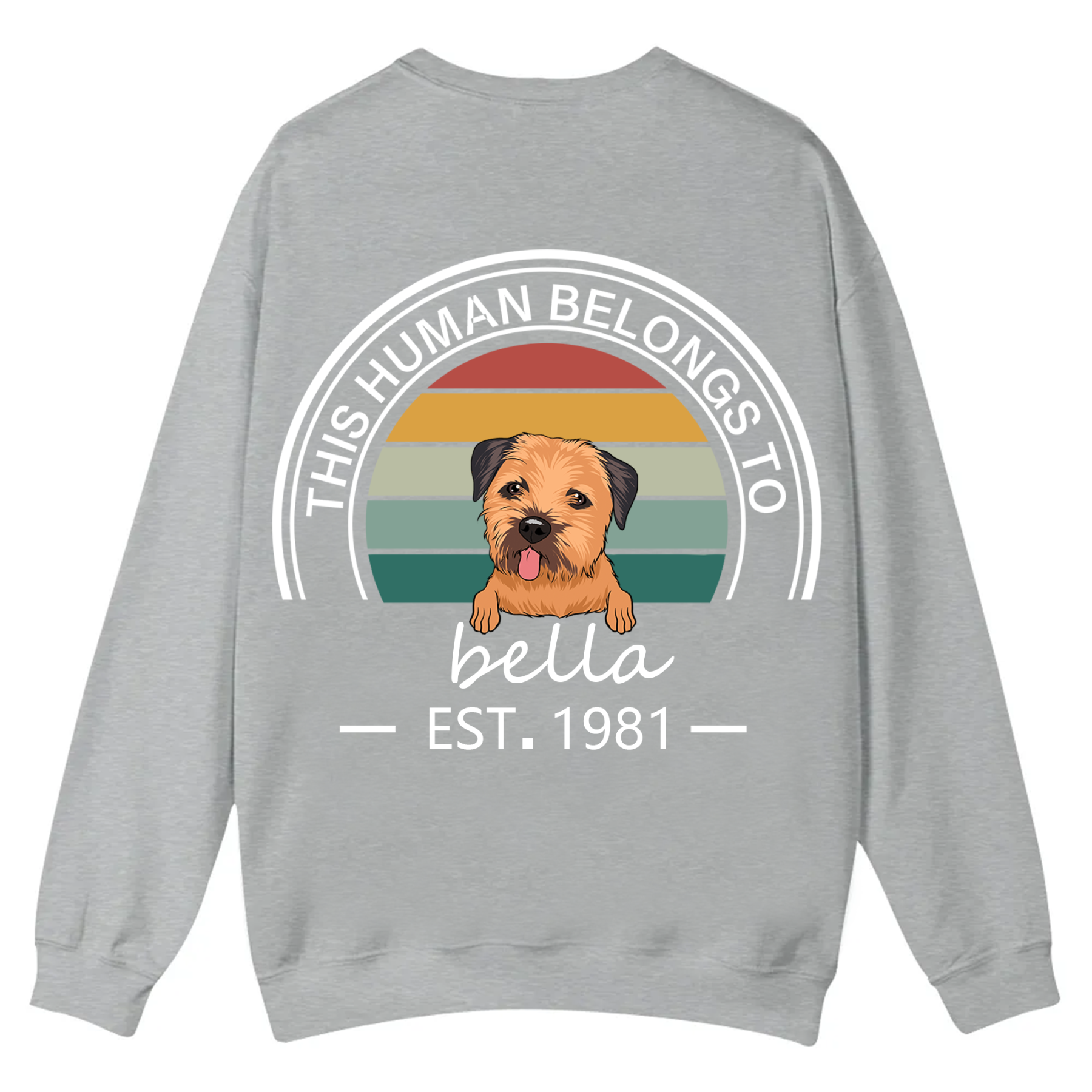This Human Belongs To - Personalized Custom Unisex Casual Crewneck Sweatshirt