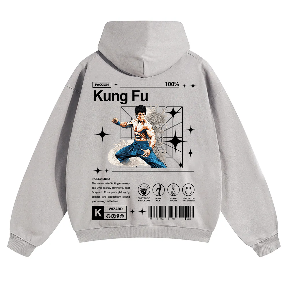 Kung Fu Unisex Solid Color Hoodie wearishow