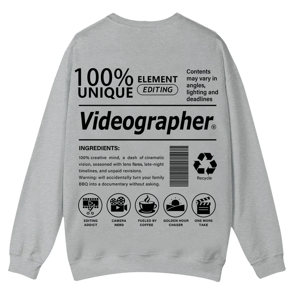 Videographer Casual Crewneck Sweatshirt wearishow wearishow