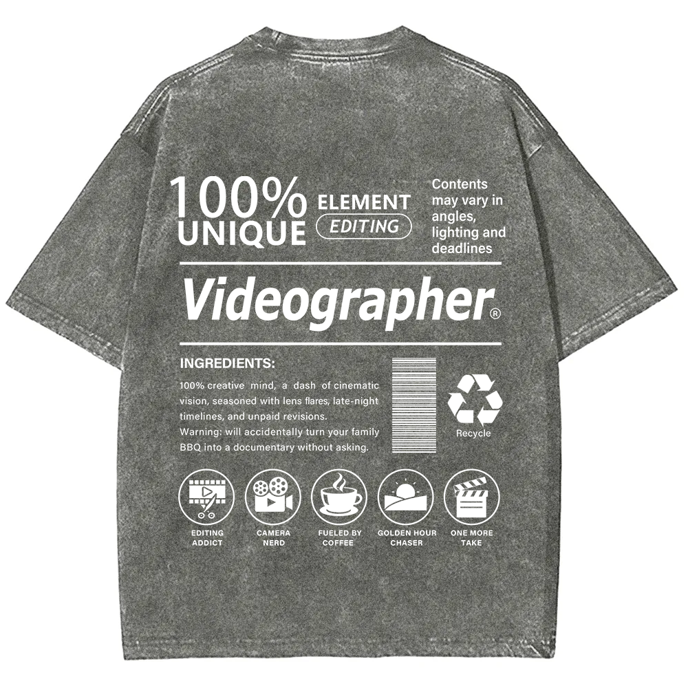Videographer Unisex Fit Washed T-Shirt