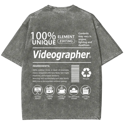 Videographer Unisex Fit Washed T-Shirt