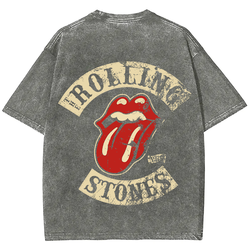 Unisex Vintage Washed Rolling Stones Rock Band T-Shirt