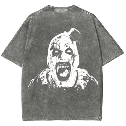  Unisex Vintage Washed Terrifier 3 Art The Santa Clown T-shirt