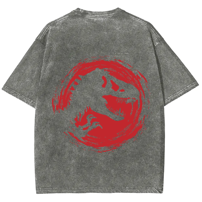 Unisex Vintage Washed Jurassic World Red Logo T-shirt