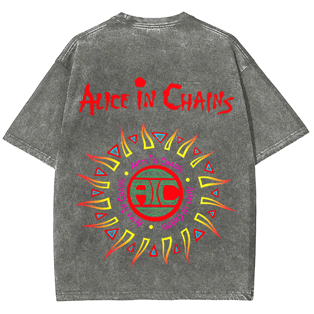  Unisex Vintage Alice in Chains Washed  T-shirt