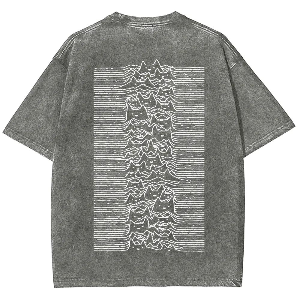 Unisex Vintage Washed Joy division Cat T-shirt