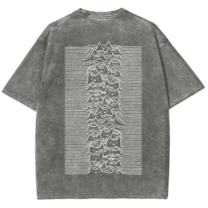 Unisex Vintage Washed Joy division Cat T-shirt