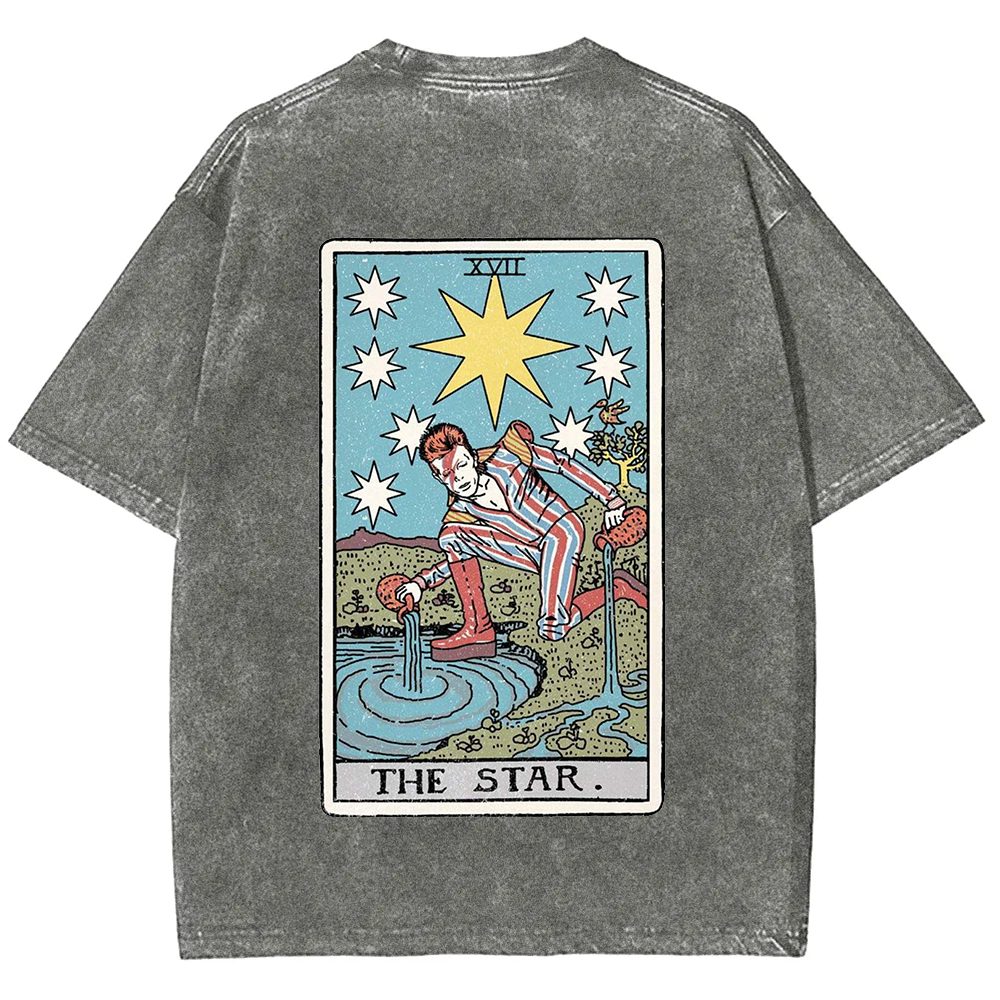 Unisex Vintage Washed The Star David Bowie Tarot Card T-shirt