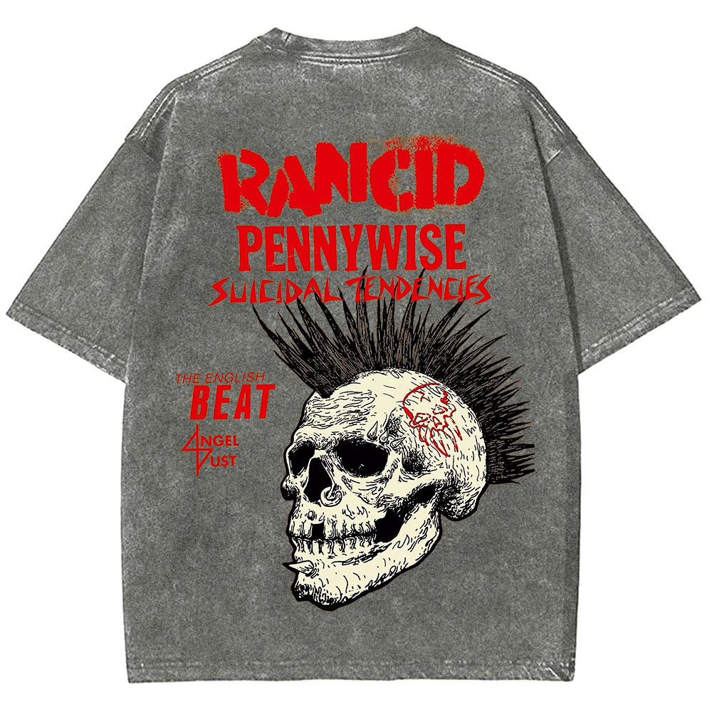 Rancid Skull Print Casua T-Shirt