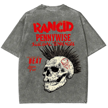 Rancid Skull Print Casua T-Shirt