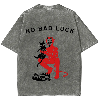 Unisex Cat No Bad Luck Print T-Shirt