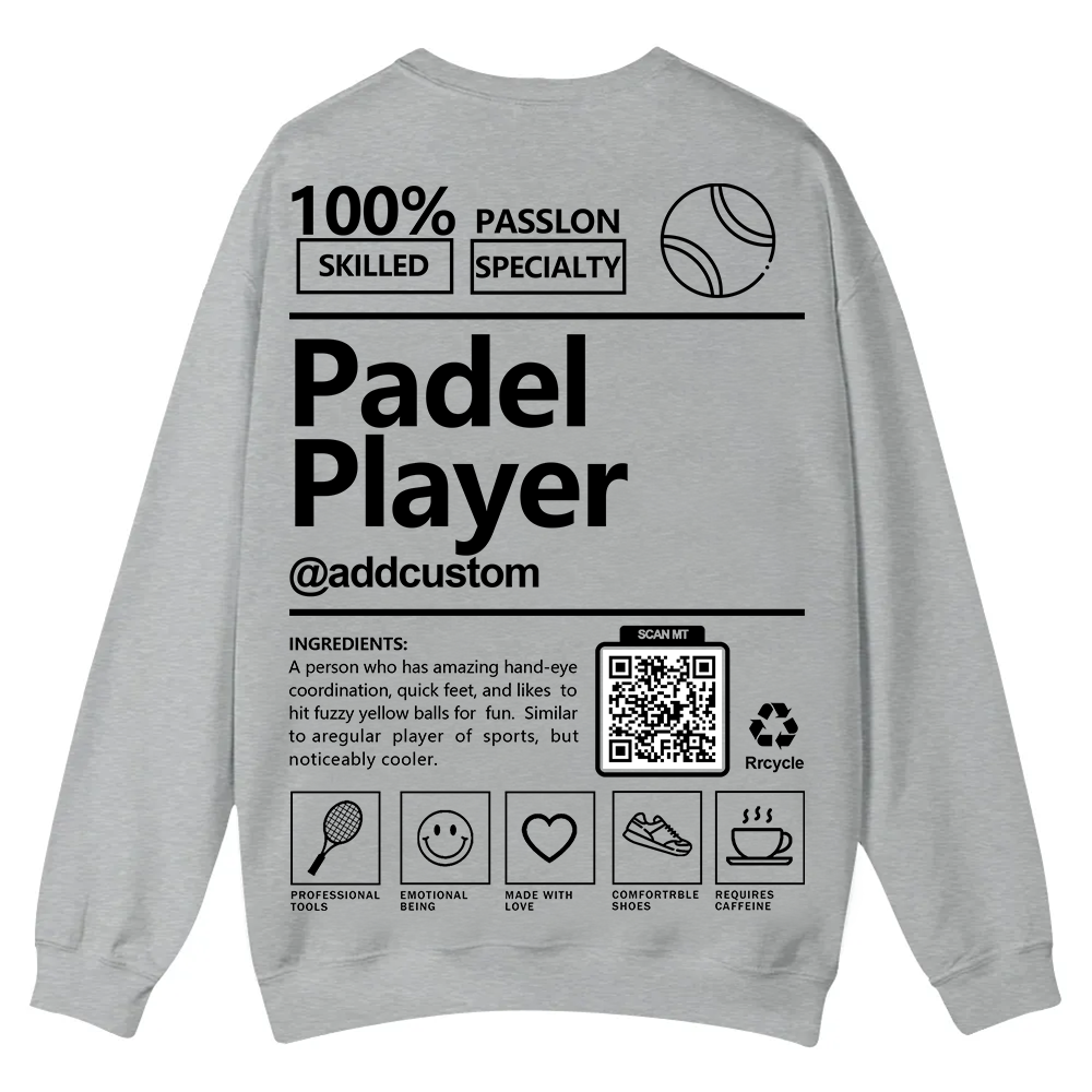 Padel player Addcustom QR Code Casual Crewneck Sweatshirt wearishow