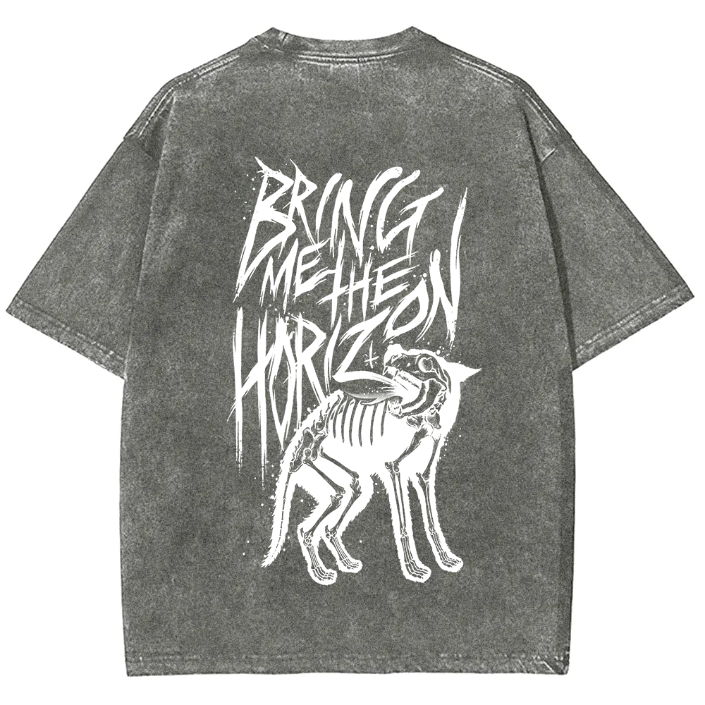 Unisex Vintage Washed Bring Me the Horizon Rock Band T-Shirt
