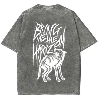 Unisex Vintage Washed Bring Me the Horizon Rock Band T-Shirt
