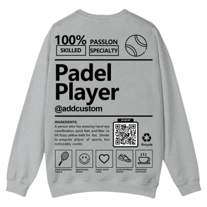 Padel player Addcustom QR Code Casual Crewneck Sweatshirt wearishow