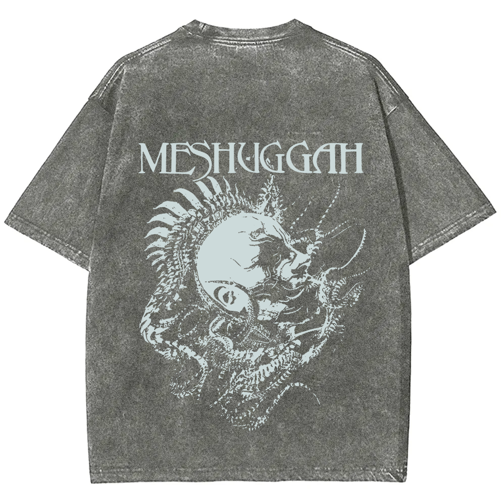 Unisex Vintage Washed Meshuggah Metal Band T-Shirt
