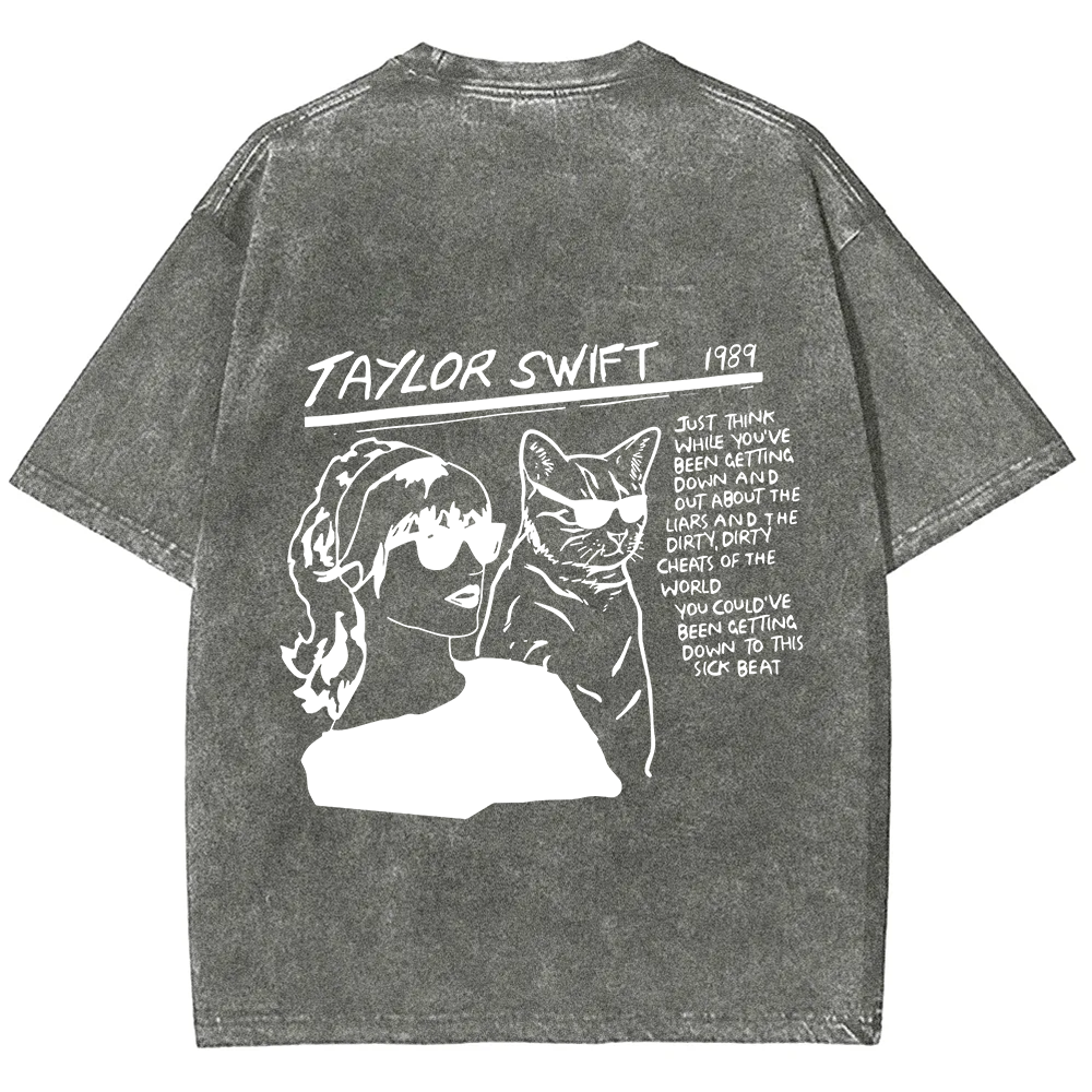 Unisex Casual Taylor Swift Singer Cat Printed T-Shirt