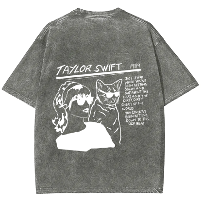 Unisex Casual Taylor Swift Singer Cat Printed T-Shirt