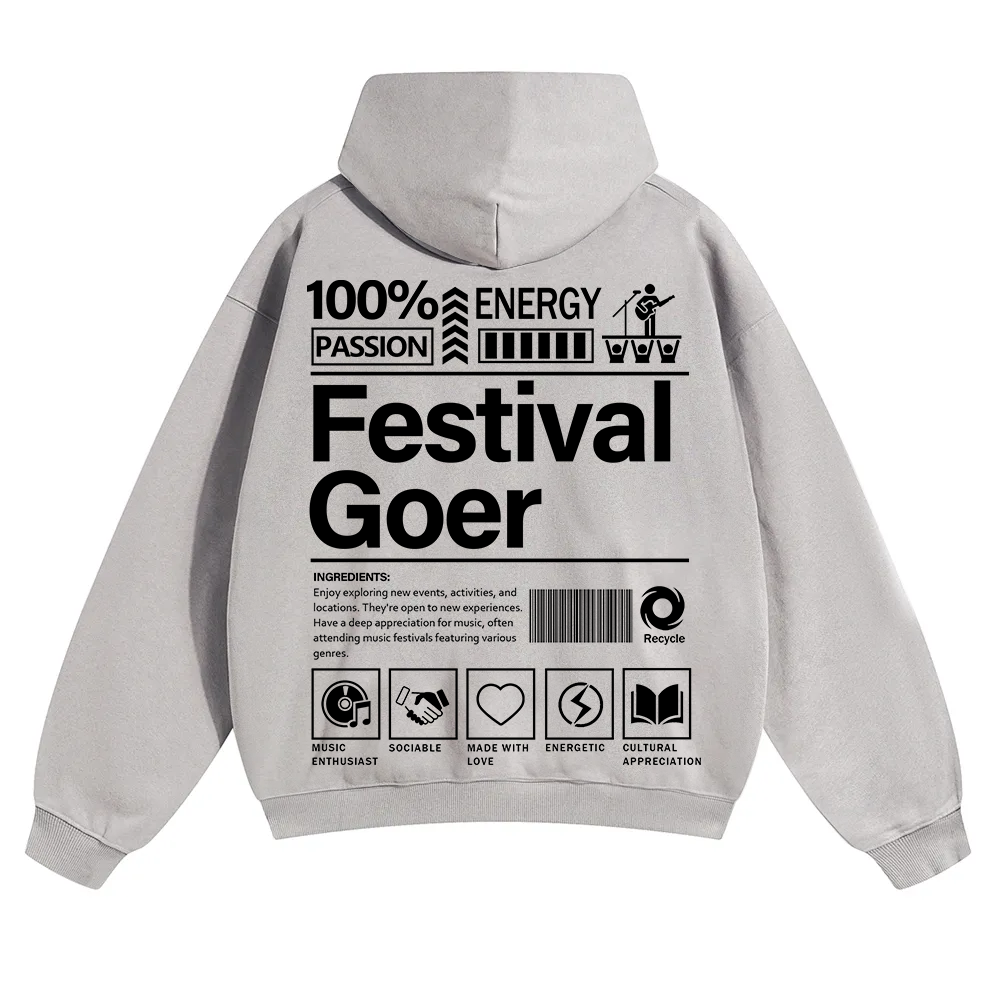 Festival Goer Solid Color Hoodie wearishow