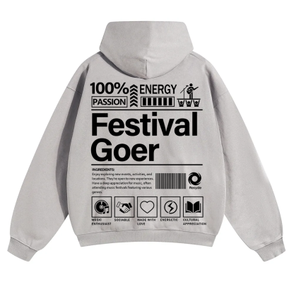 Festival Goer Solid Color Hoodie wearishow