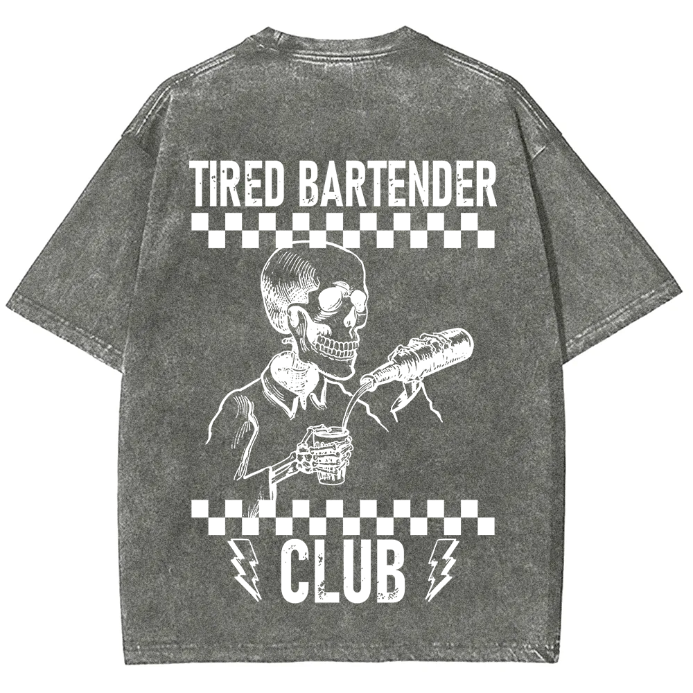 Tired Bartender Club Unisex Fit Washed T-Shirt?